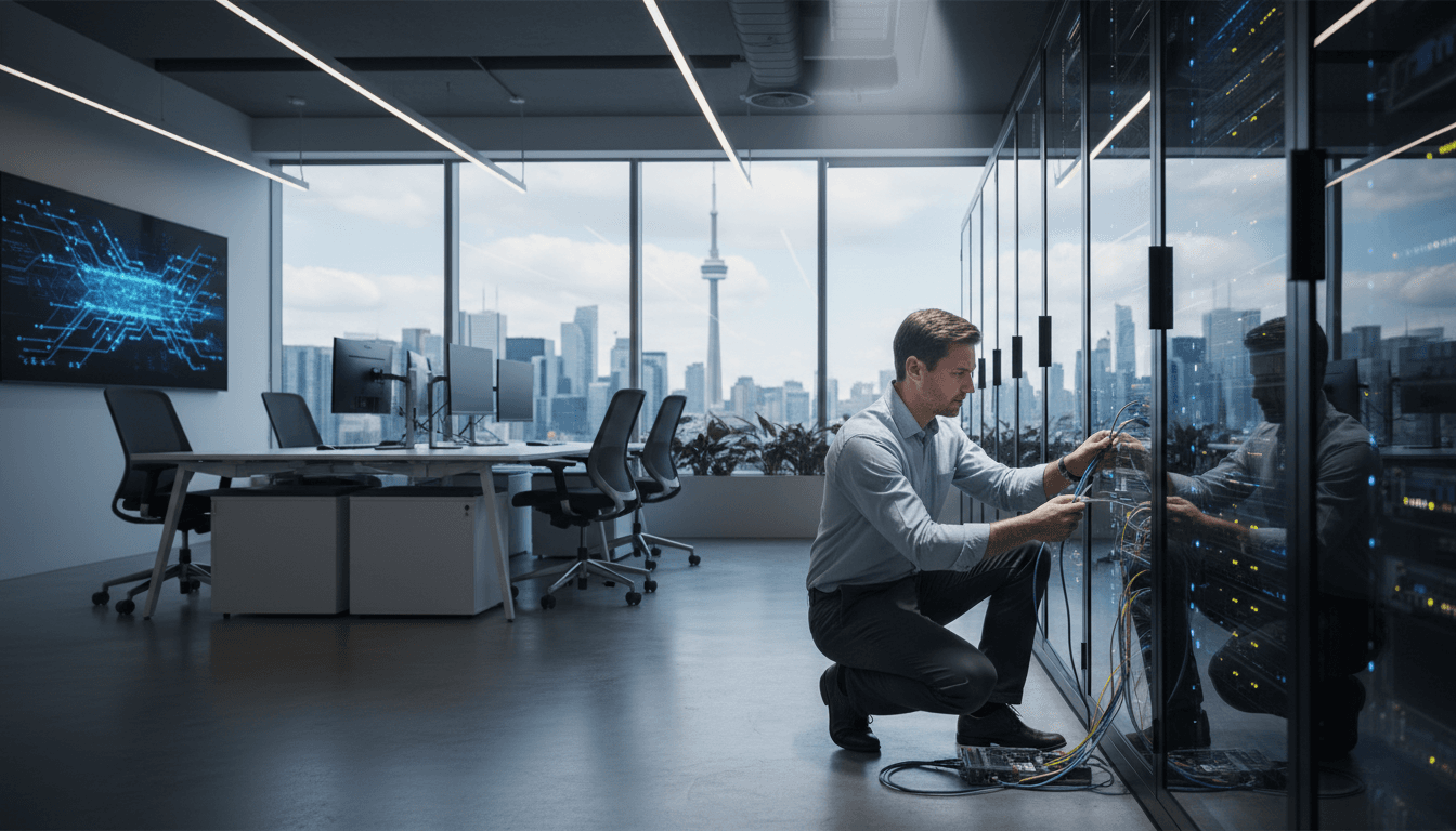 IT professional managing network infrastructure in a Toronto office